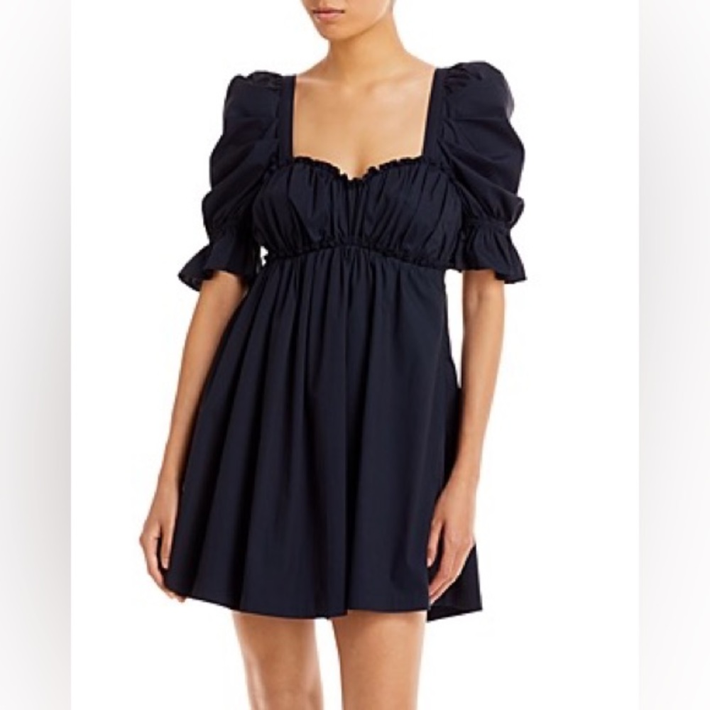 NWOT Cinq à sept Navy Mini Baby Doll Dress w/ Puff Sleeves - Size 0